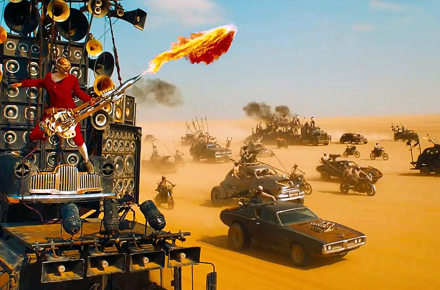 Cena do filme pós-apocalíptico "Mad Max: Fury Road"