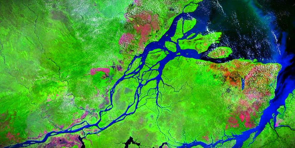 Foto de satélite da foz do Rio Amazonas