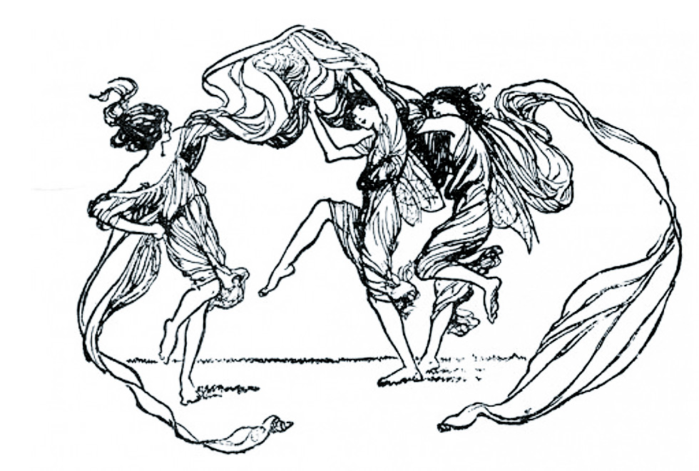 Ilustração do poema de Alfred Noyes que serviu de base para as "fadas"