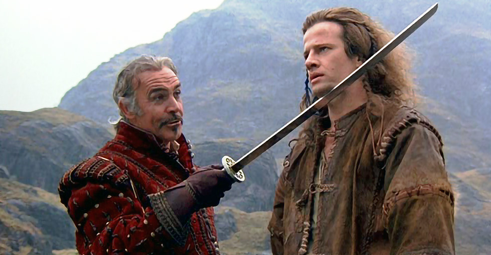Sean Connery e Christopher Lambert em cena de Highlander