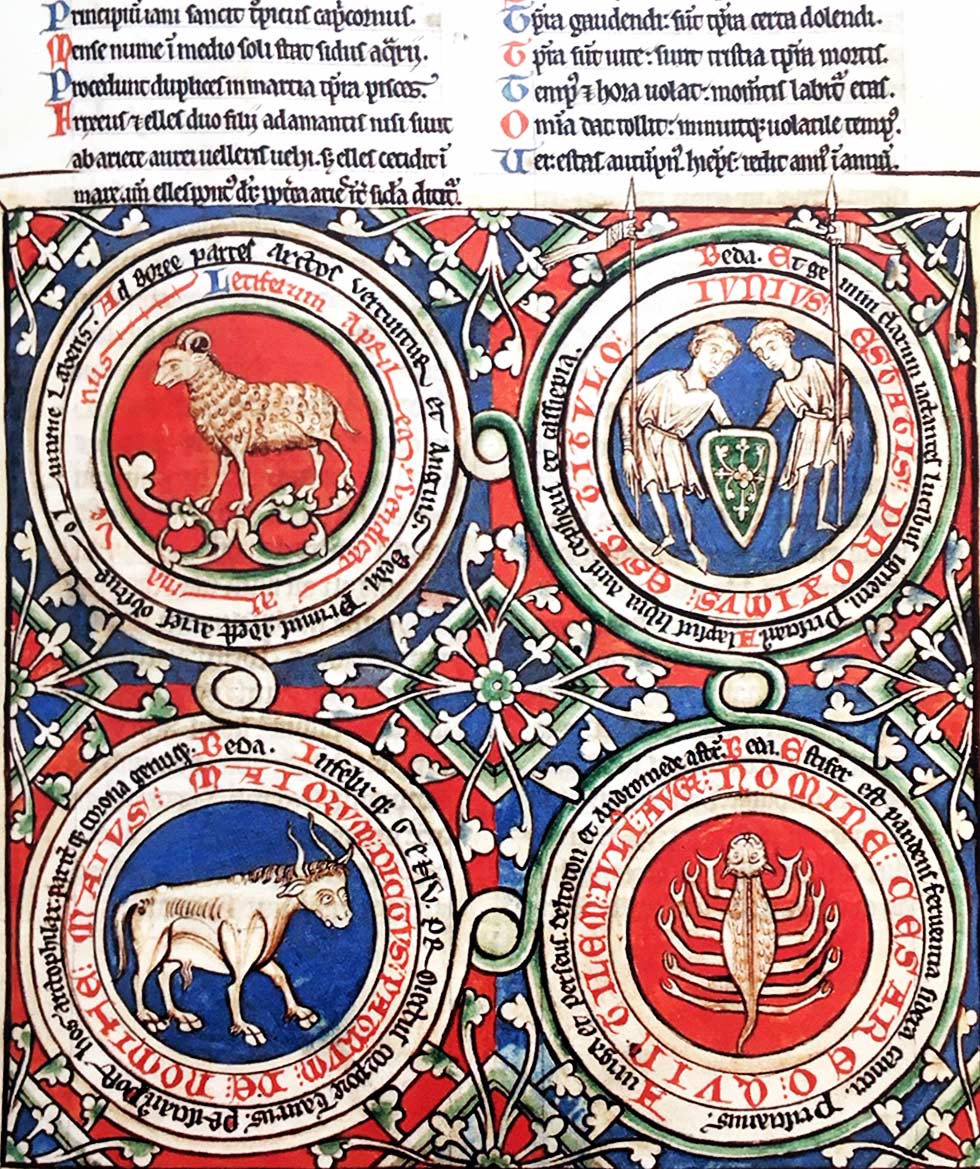 Signos do zodíaco, em ilustração medieval