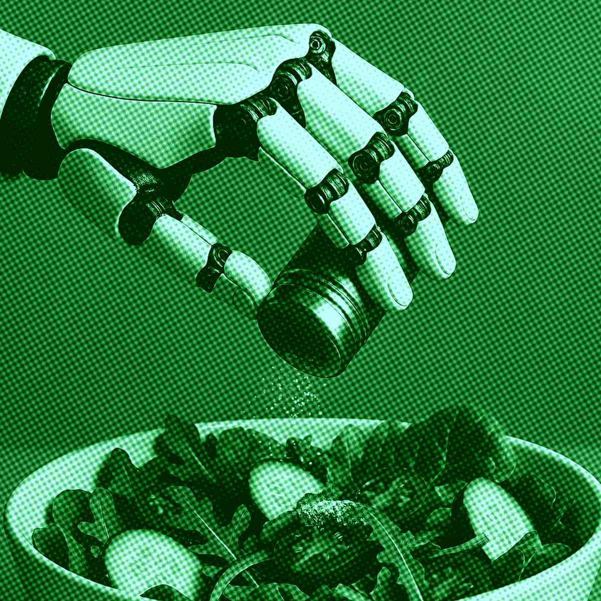 robô temperando salada