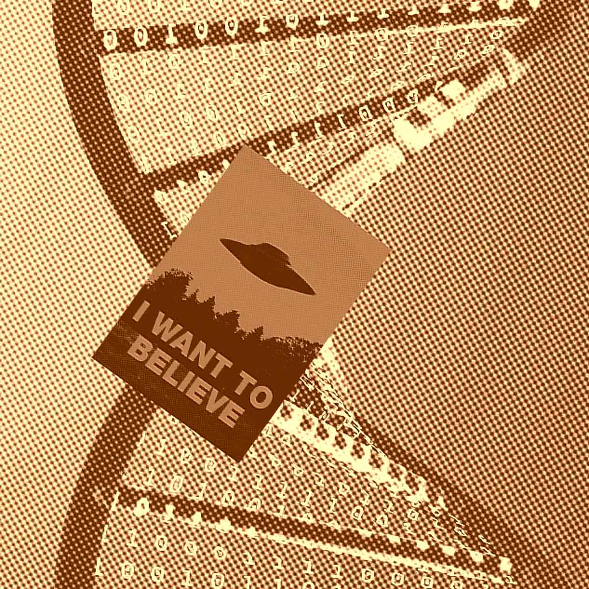 Montagem de trecho de molécula de DNA com cartaz de filme