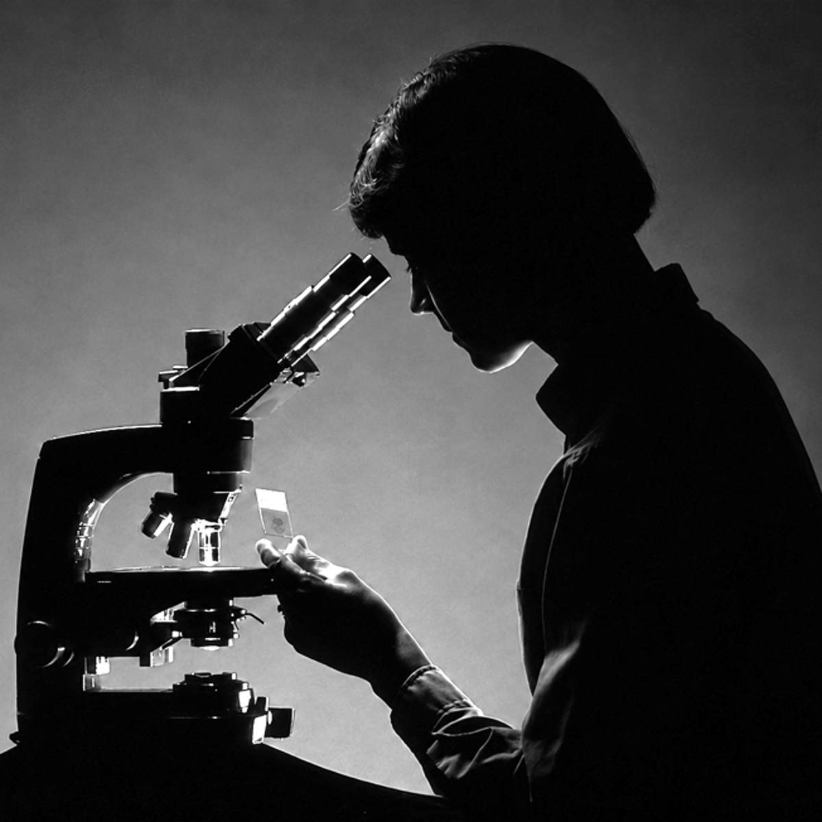 microscópio em preto e branco