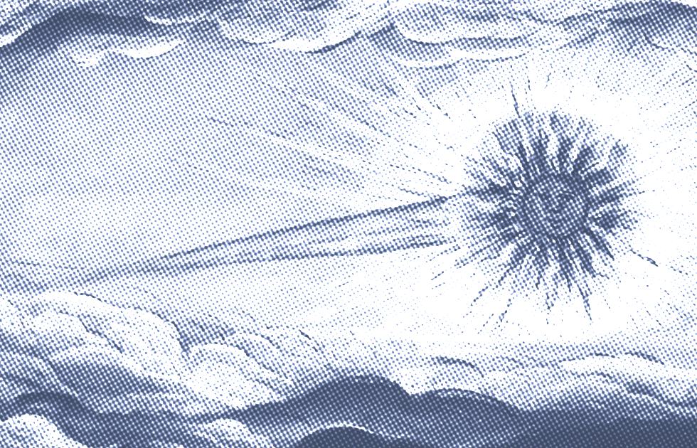 ilustração medieval de cometa no céu