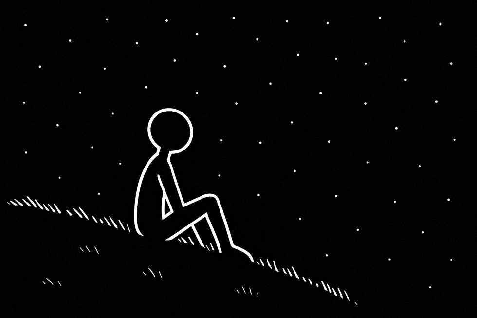 ser humano contemplando o universo