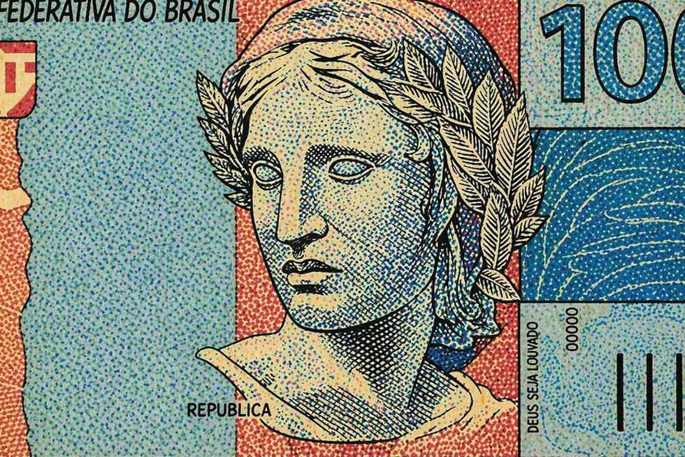 desenho estilizado de nota de 100 reais