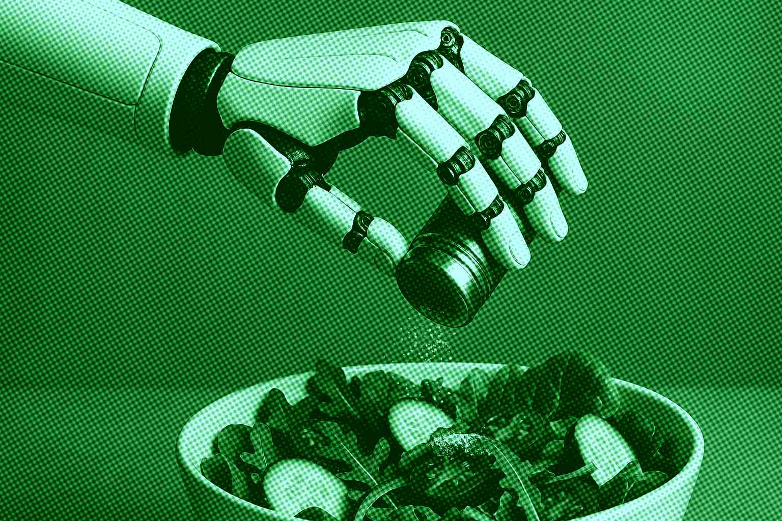 robô temperando salada