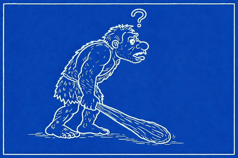 caricatura de homem das cavernas