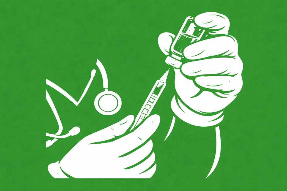 médico preparando vacina