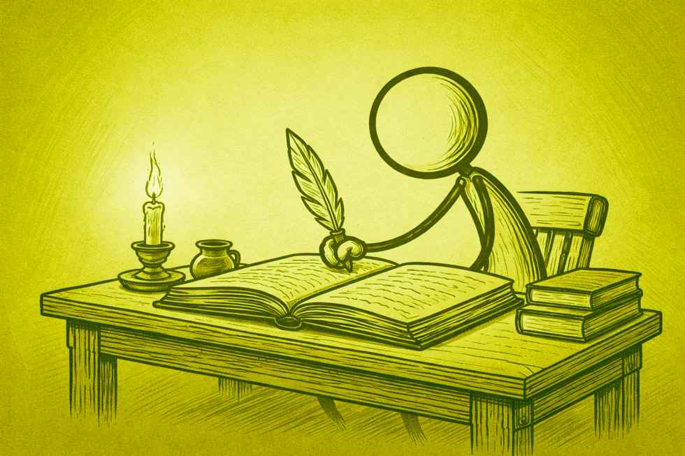 escritor à escrivaninha