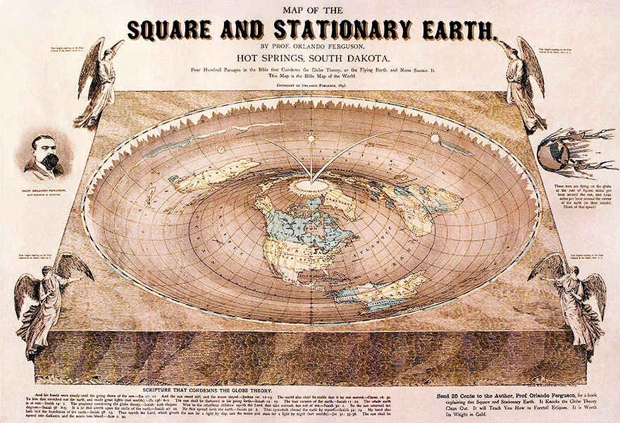 Mapa da Terra plana, desenhado segundo a Bíblia, do século 19